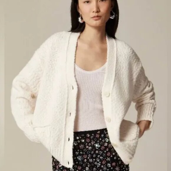 J. Crew Relaxed Cardigan in Textured Yarn Wool - Picture 1 of 14